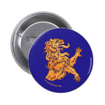 Lion on blue pinback button