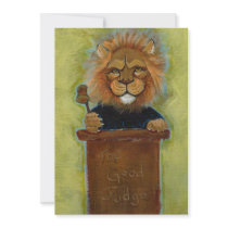 Lion painting original art judge legal law lawyers invitations