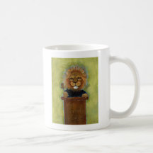 Lion painting original art judge legal law lawyers mugs