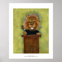 Lion painting original art judge legal law lawyers print
