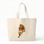 Lion playing rugby running with ball cartoon canvas bags