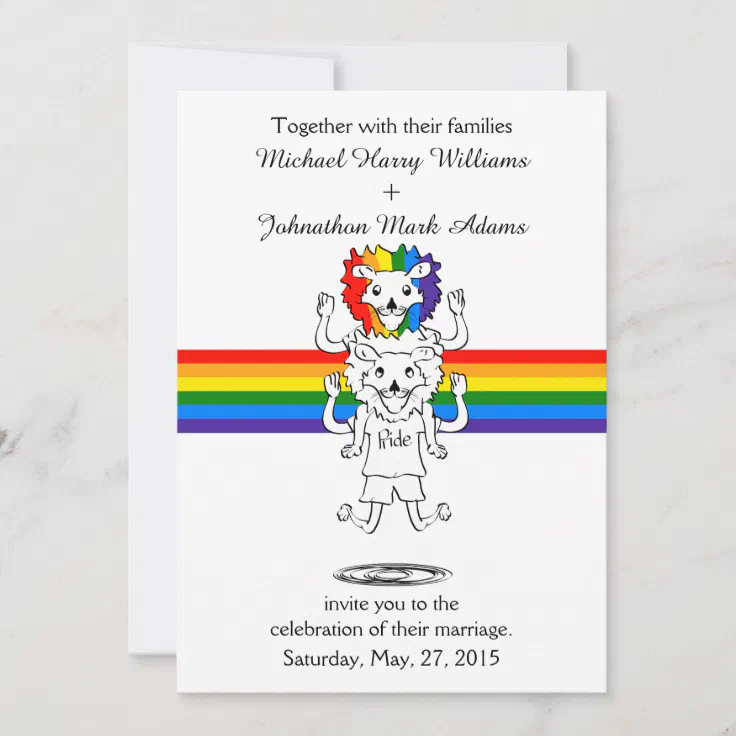 Lion Rainbow Gay Pride Wedding Invitation Zazzle