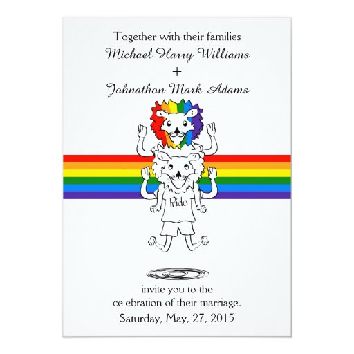 Lion Rainbow Gay Pride Wedding Invitation Zazzle