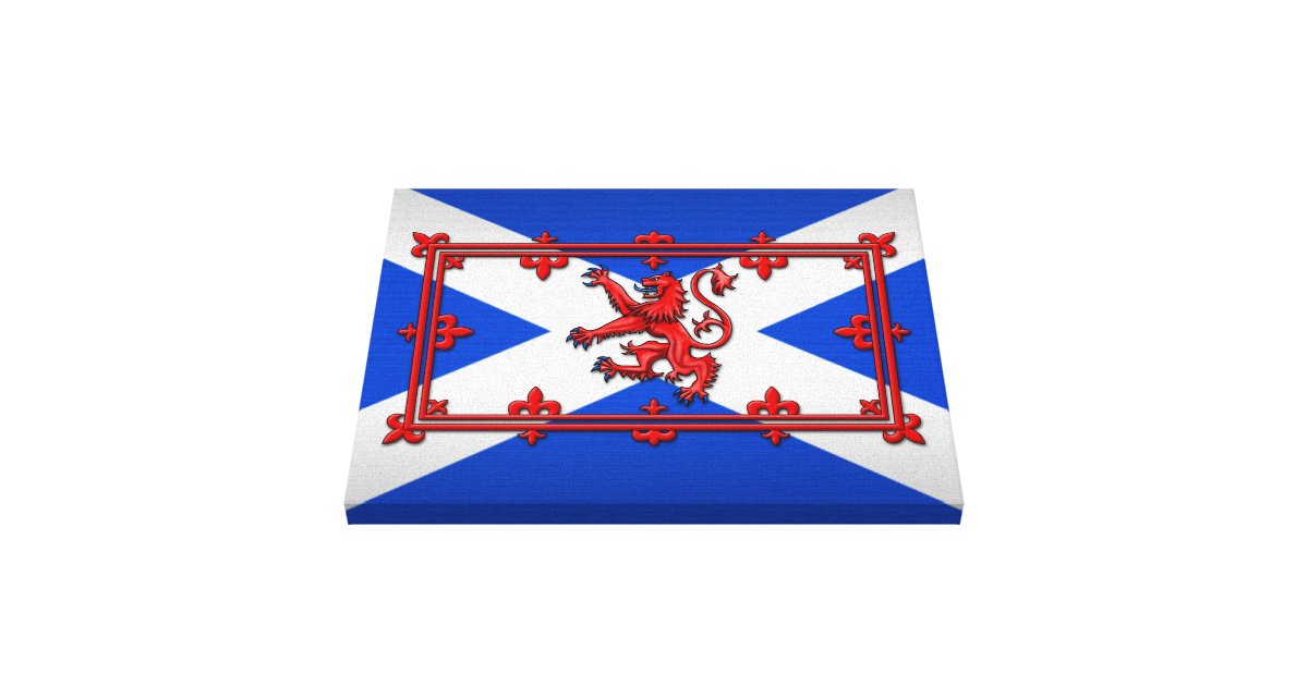 Lion Rampant On Scottish Flag Canvas Print | Zazzle