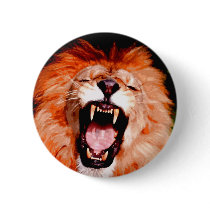 Lion Roaring Pinback Button