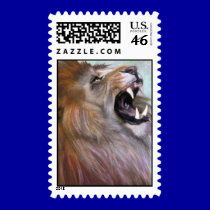 lion roaring stamps