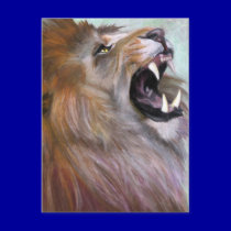 lion roaring postcards