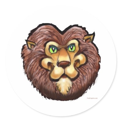 Lion Round Stickers by FunGraphix