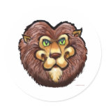Lion Round Stickers