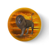 Lion Sunset Pinback Buttons