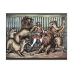 Lion Tamer In Cage With Lions Circus Poster Post Card