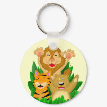 Lion Tiger and Bear Cartoon Keychain