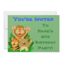 Lion Tiger Bear Kids Birthday Party Invitation by anwarart Lion Tiger Bear Kids Birthday Party Invitation