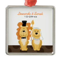 Lion Wedding Couple Custom Ornament ornaments