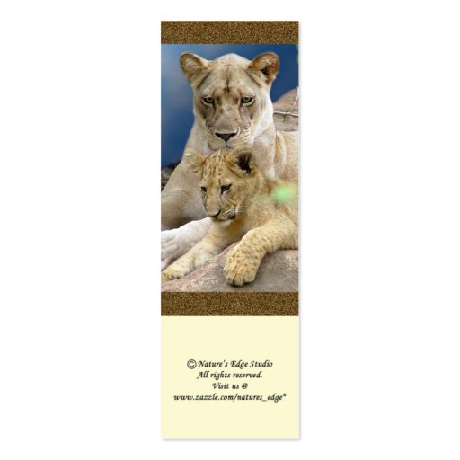 Lioness and Cubs Mini Bookmark / Business Cards (back side)