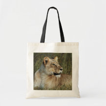 Lioness big cats safari tote bags