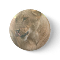 Lioness with Tongue Out Button