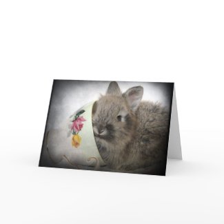 Lionhead Bunny and Teacup card