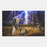 Lions and elephant in Africa Rectangular Sticker