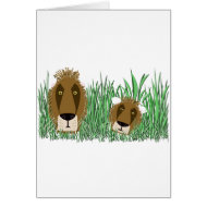 Lions in grass card