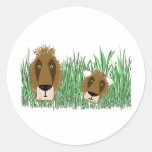 Lions in grass stickers