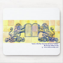 Lions with Ten Commandments Tablets mousepads
