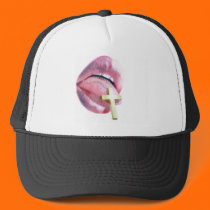 LIPS and CROSS on CHAIN hats