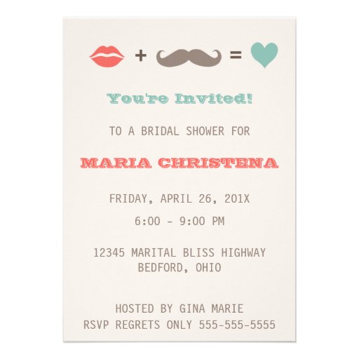 Lips and Mustache Bridal Shower Invitation