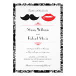 Lips and Mustache Damask Wedding Invitation invitations