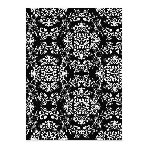 Lips and Mustache Damask Wedding Invitation