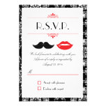 Lips and Mustache Damask Wedding RSVP invitations