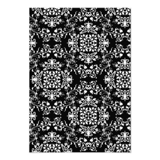 Lips and Mustache Damask Wedding RSVP Invitation