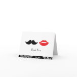 Lips and Mustache Damask Wedding Thank You Card