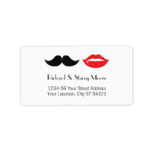 Lips and Mustache Wedding Address Label
