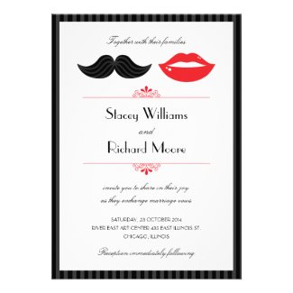 Lips and Mustache Wedding Invitation