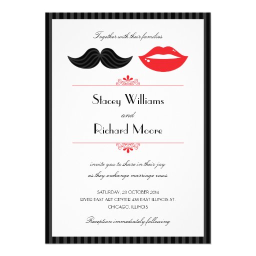 Lips and Mustache Wedding Invitation