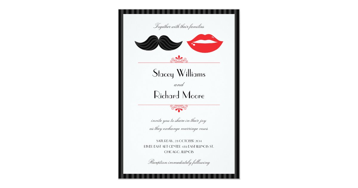 Lips And Mustache Wedding Invitation Zazzle