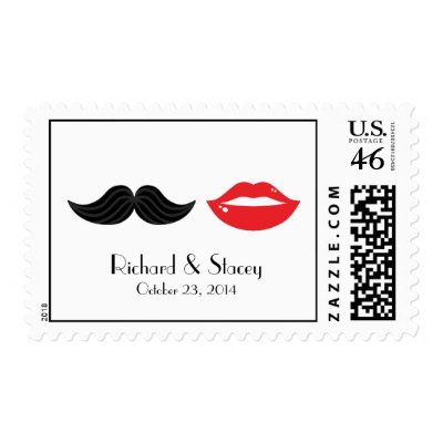 Lips and Mustache Wedding Postage