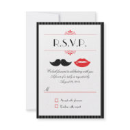 Lips and Mustache Wedding RSVP invitation