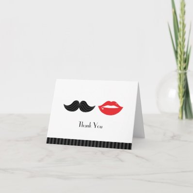 Lips and Mustache Wedding Thank You Card