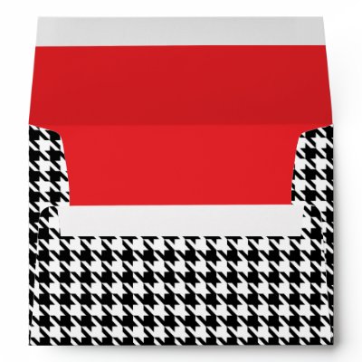 Lips & Mustache Houndstooth Wedding Envelope