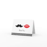 Lips & Mustache Houndstooth Wedding Thank You Card