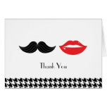 Lips & Mustache Houndstooth Wedding Thank You Card