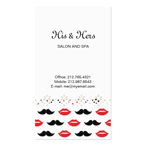 Lips & Mustaches Lace Border Business Card (front side)