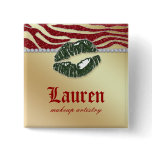 Lips n Diamonds Zebra Makeup Artist Xmas Red Green Button