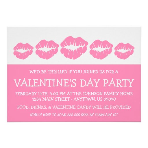 Lips Silhouette Valetine's Day (Pink / Silver) Invite