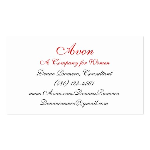 lipstick  business card classy Avon  red chic (back side)