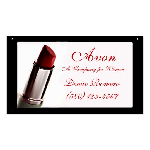 lipstick  business card classy Avon  red chic (front side)