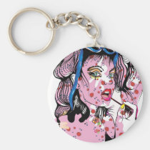 artsprojekt, drawing, teen, lipstick, woman, pink, beauty, young, modern, fashion, rose, girl, pop, makeup, romantic, femme, fantasy, portrait, female, illustration, glamorous, queen, cool, dreamer, Keychain with custom graphic design