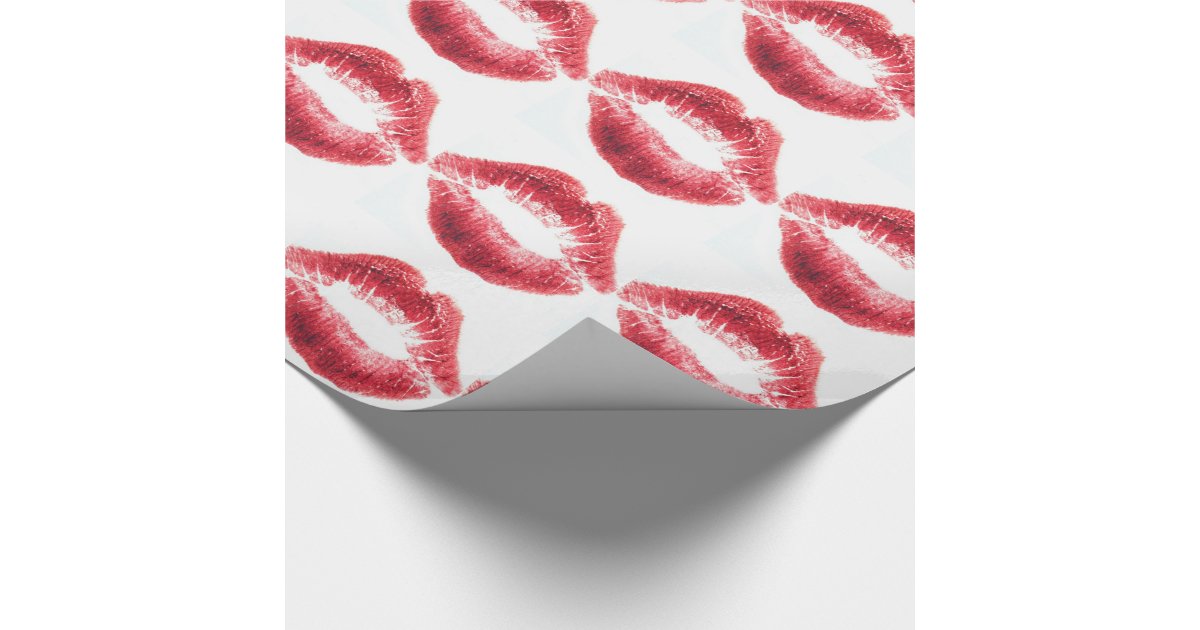Lipstick Kiss Lips Wrapping Paper Zazzle